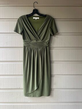 Olive Green Tulip Faux Wrap Dress